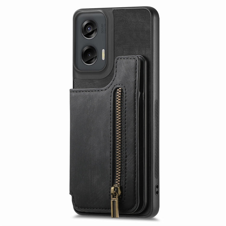 For Motorola G Stylus 5G 2024 Retro Leather Zipper Wallet Back Phone Case