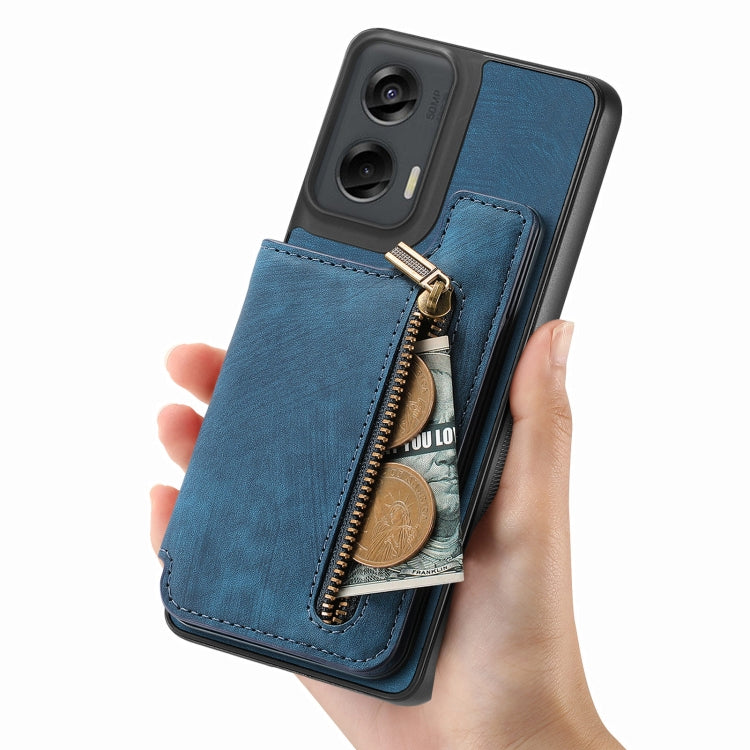 For Motorola G Stylus 5G 2024 Retro Leather Zipper Wallet Back Phone Case