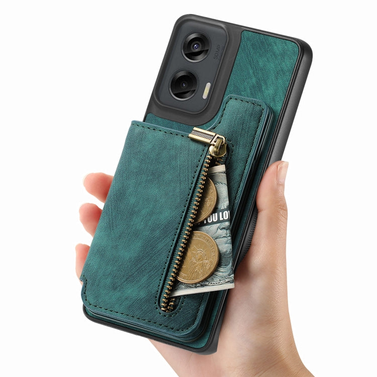For Motorola G Stylus 5G 2024 Retro Leather Zipper Wallet Back Phone Case
