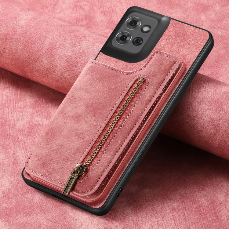 For Motorola Moto G Power 2025 5G Retro Leather Zipper Wallet Back Phone Case