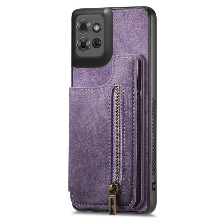 For Motorola Moto G Power 2025 5G Retro Leather Zipper Wallet Back Phone Case