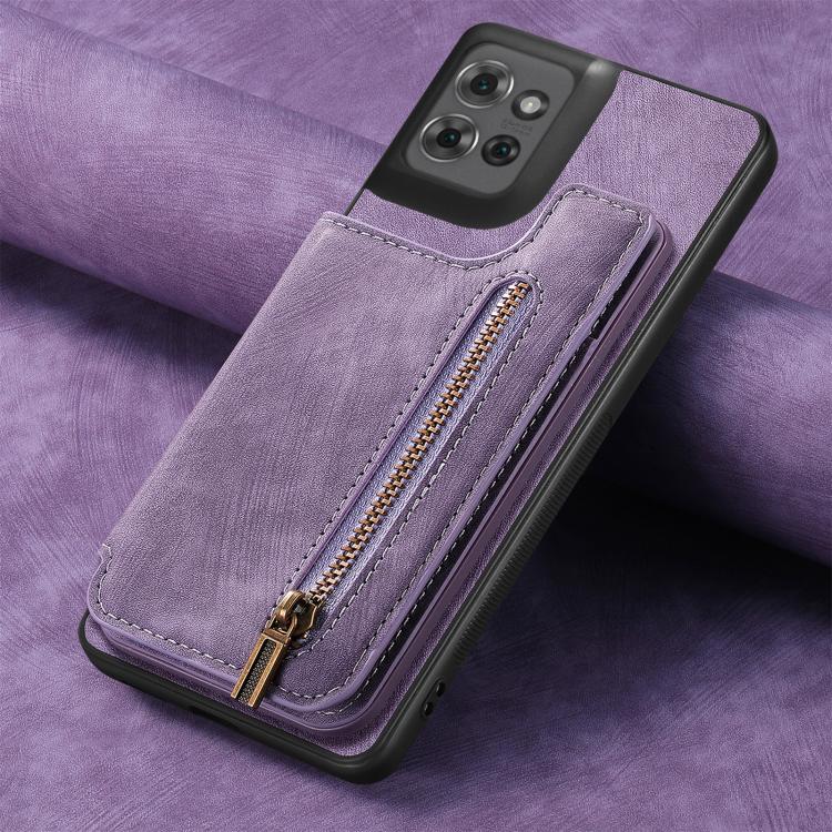 For Motorola Moto G Power 2025 5G Retro Leather Zipper Wallet Back Phone Case