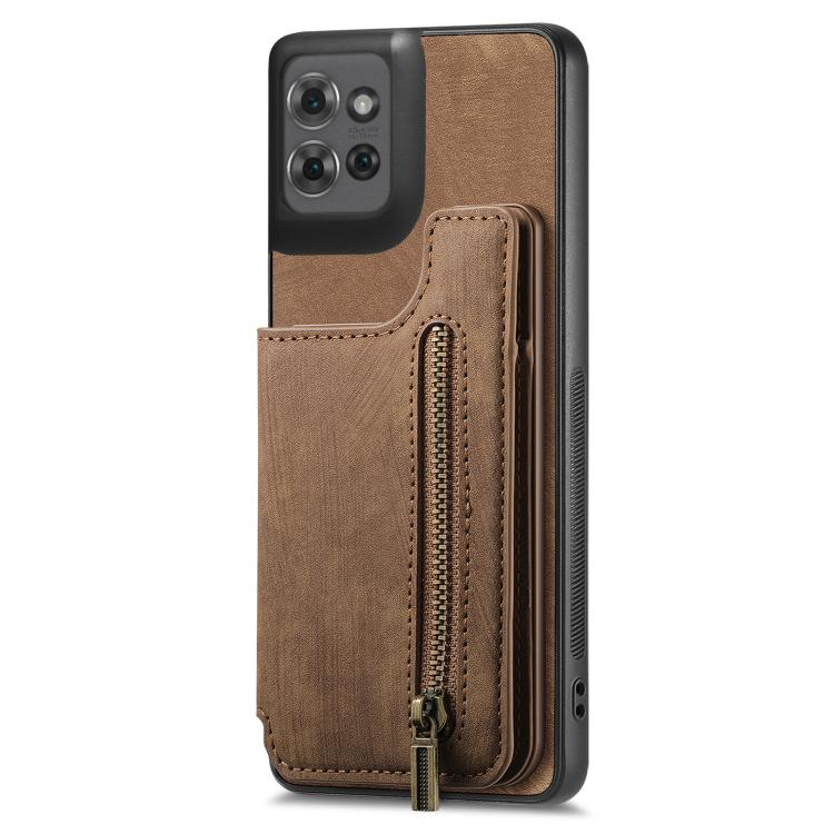 For Motorola Moto G Power 2025 5G Retro Leather Zipper Wallet Back Phone Case
