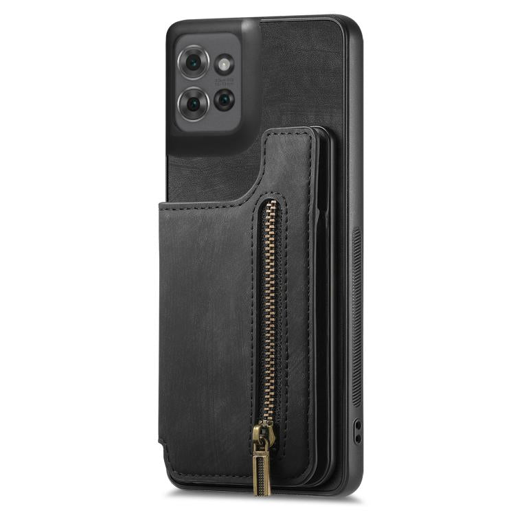For Motorola Moto G Power 2025 5G Retro Leather Zipper Wallet Back Phone Case