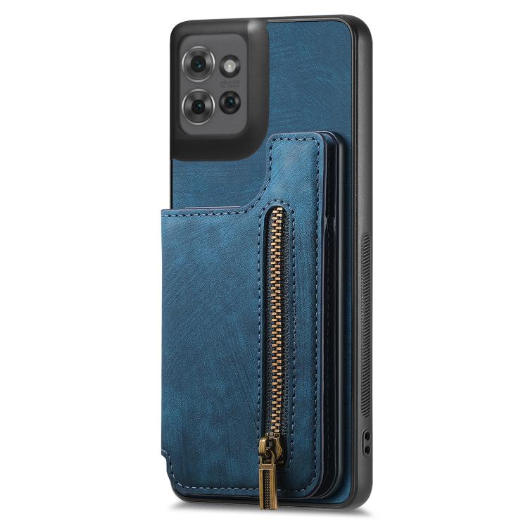 For Motorola Moto G Power 2025 5G Retro Leather Zipper Wallet Back Phone Case