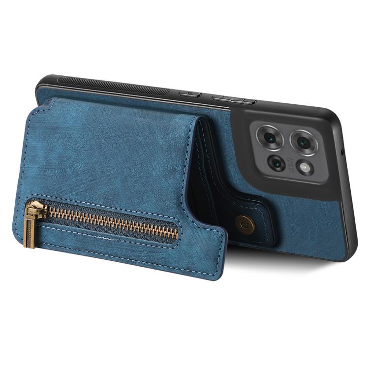 For Motorola Moto G Power 2025 5G Retro Leather Zipper Wallet Back Phone Case