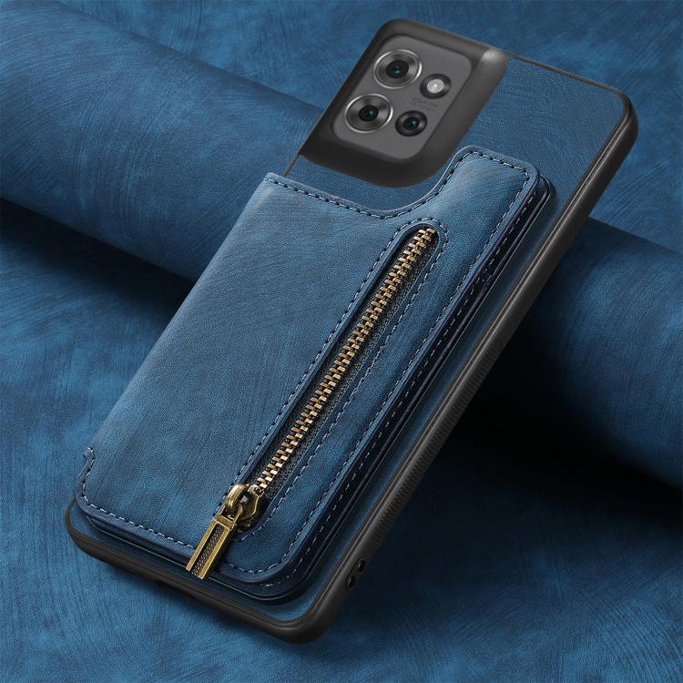 For Motorola Moto G Power 2025 5G Retro Leather Zipper Wallet Back Phone Case