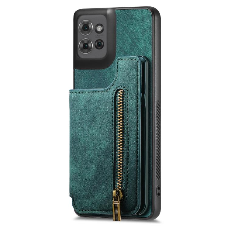 For Motorola Moto G Power 2025 5G Retro Leather Zipper Wallet Back Phone Case