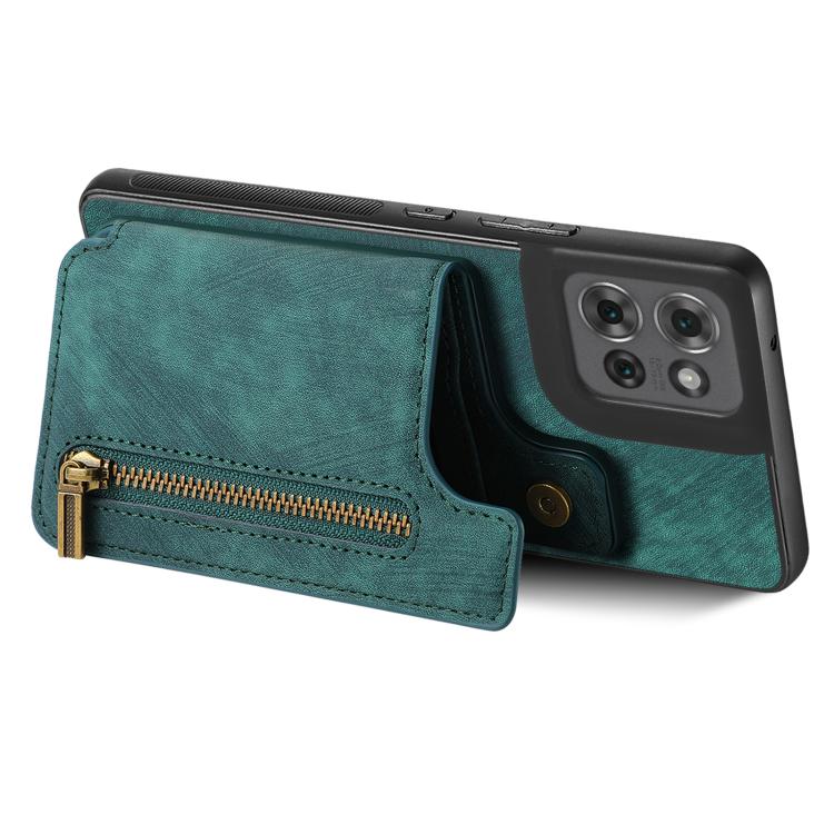For Motorola Moto G Power 2025 5G Retro Leather Zipper Wallet Back Phone Case