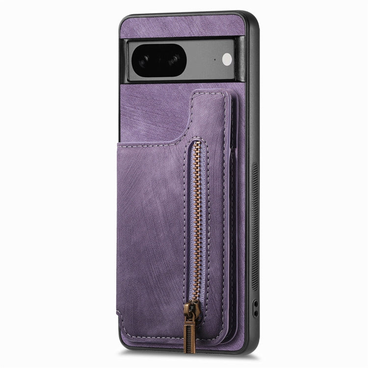 For Google Pixel 6 Retro Leather Zipper Wallet Back Phone Case