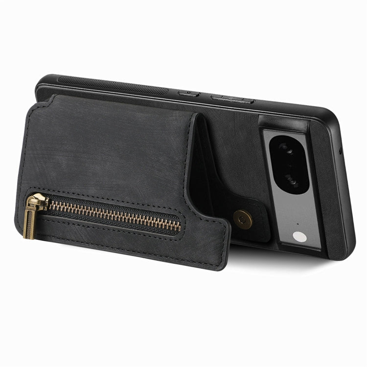For Google Pixel 6 Retro Leather Zipper Wallet Back Phone Case