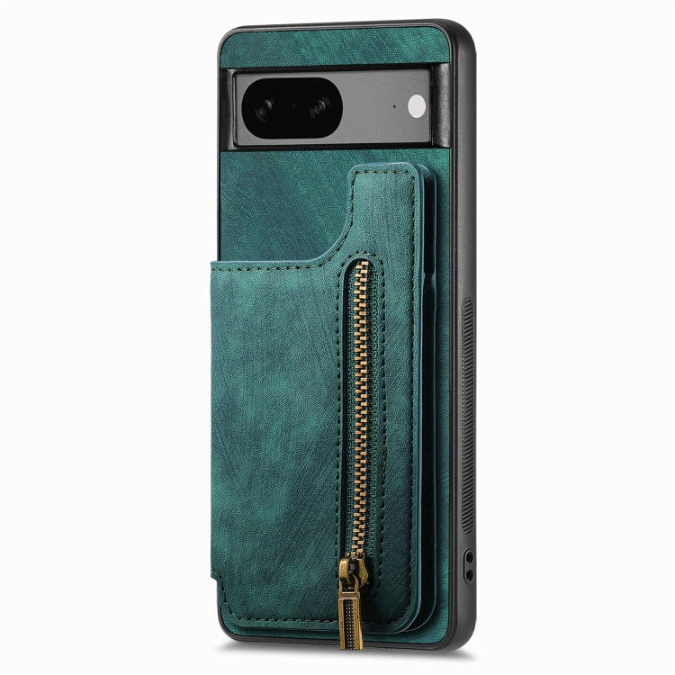 For Google Pixel 6 Retro Leather Zipper Wallet Back Phone Case