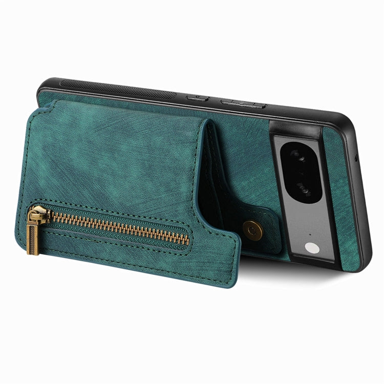 For Google Pixel 6 Retro Leather Zipper Wallet Back Phone Case