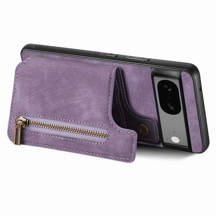 For Google Pixel 6 Pro Retro Leather Zipper Wallet Back Phone Case