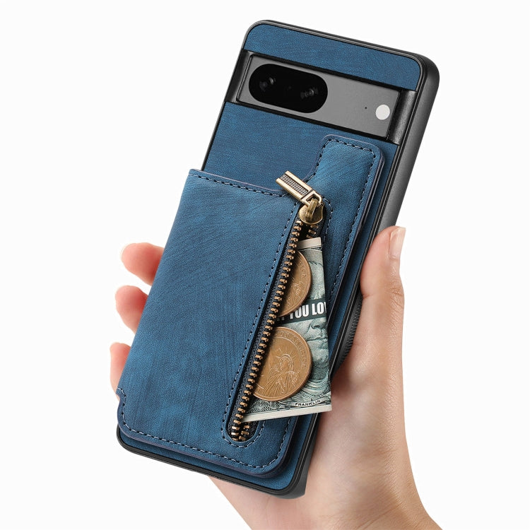For Google Pixel 6 Pro Retro Leather Zipper Wallet Back Phone Case