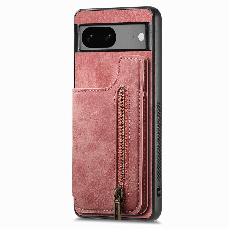 For Google Pixel 6a Retro Leather Zipper Wallet Back Phone Case