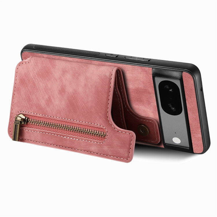 For Google Pixel 6a Retro Leather Zipper Wallet Back Phone Case