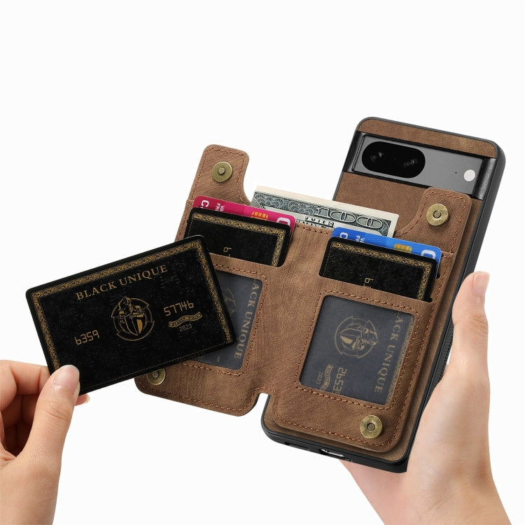 For Google Pixel 6a Retro Leather Zipper Wallet Back Phone Case