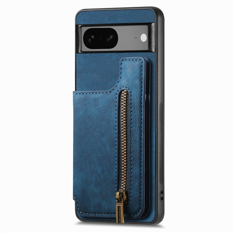 For Google Pixel 6a Retro Leather Zipper Wallet Back Phone Case