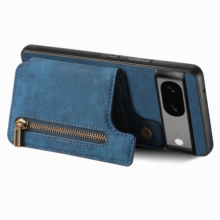 For Google Pixel 6a Retro Leather Zipper Wallet Back Phone Case