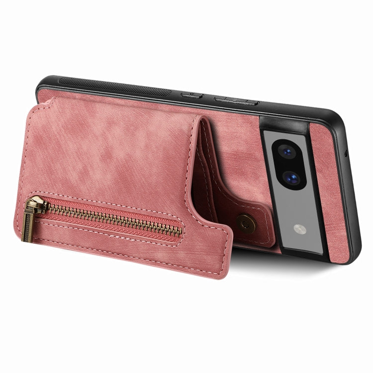 For Google Pixel 7 Pro Retro Leather Zipper Wallet Back Phone Case