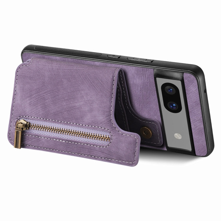 For Google Pixel 7 Pro Retro Leather Zipper Wallet Back Phone Case