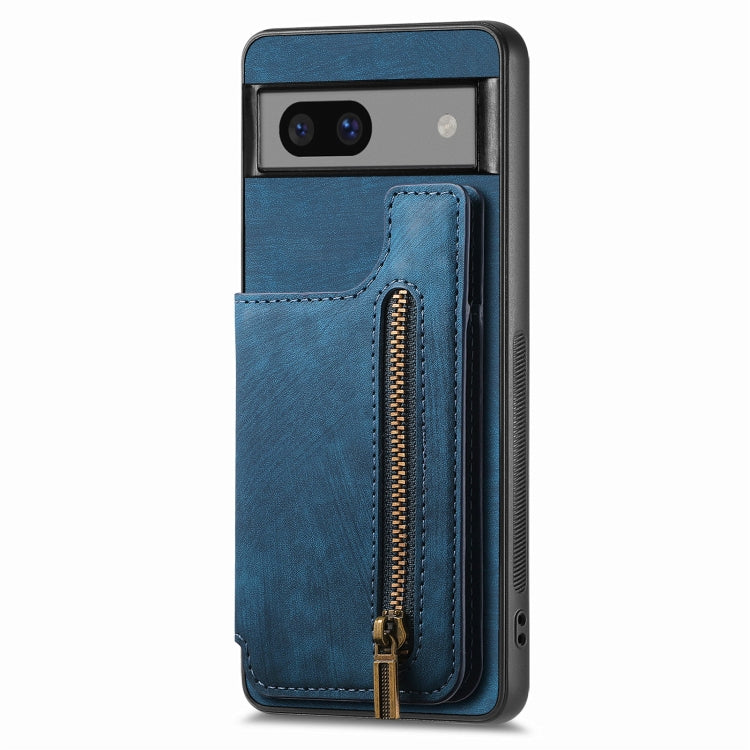 For Google Pixel 7 Pro Retro Leather Zipper Wallet Back Phone Case