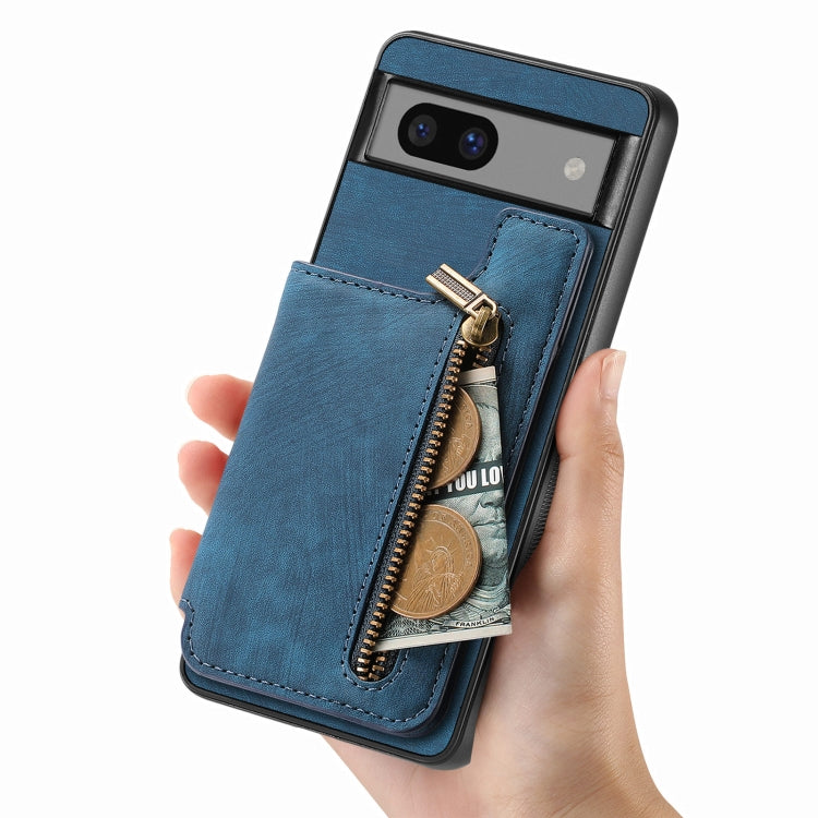 For Google Pixel 7 Pro Retro Leather Zipper Wallet Back Phone Case