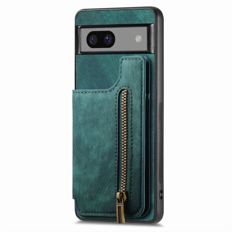 For Google Pixel 7 Pro Retro Leather Zipper Wallet Back Phone Case