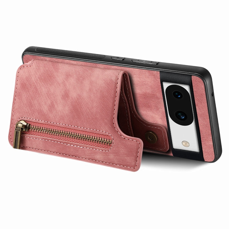 For Google Pixel 8 Pro Retro Leather Zipper Wallet Back Phone Case