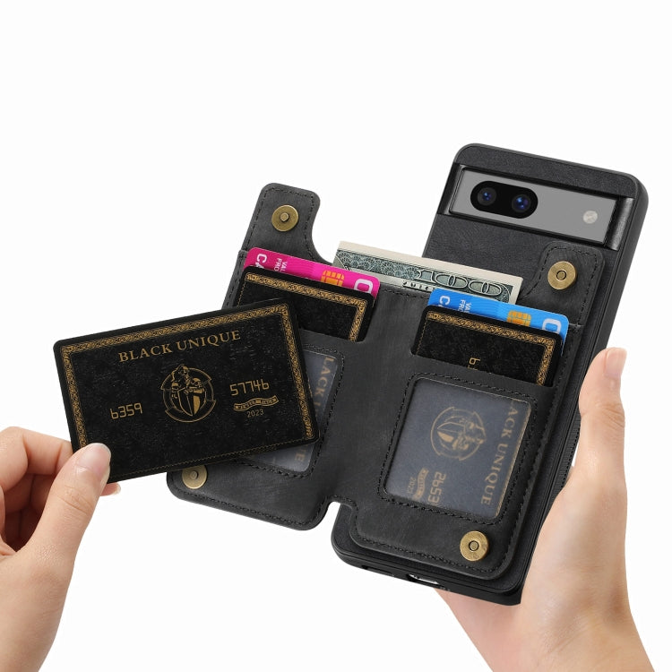 For Google Pixel 7 Retro Leather Zipper Wallet Back Phone Case