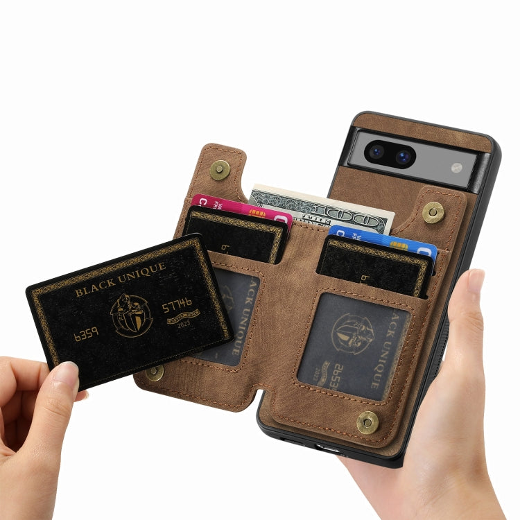 For Google Pixel 7a Retro Leather Zipper Wallet Back Phone Case