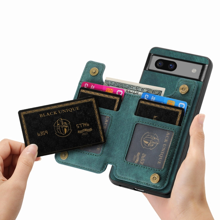 For Google Pixel 7a Retro Leather Zipper Wallet Back Phone Case
