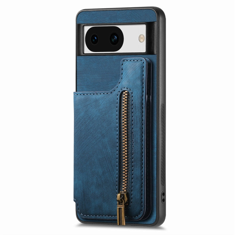 For Google Pixel 8 Retro Leather Zipper Wallet Back Phone Case
