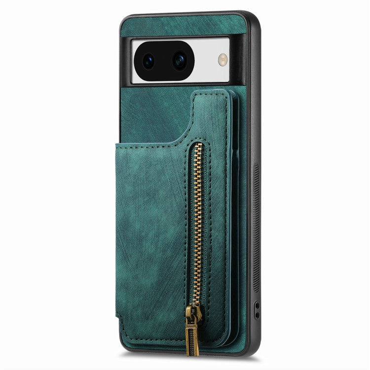 For Google Pixel 8 Retro Leather Zipper Wallet Back Phone Case