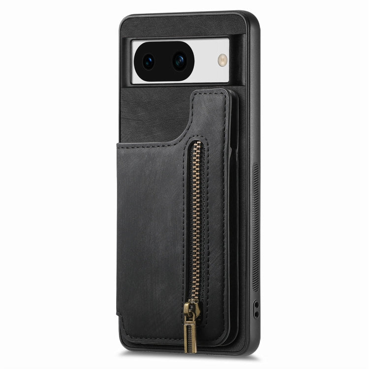 For Google Pixel 8a Retro Leather Zipper Wallet Back Phone Case