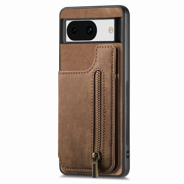 For Google Pixel 9 Pro XL Retro Leather Zipper Wallet Back Phone Case