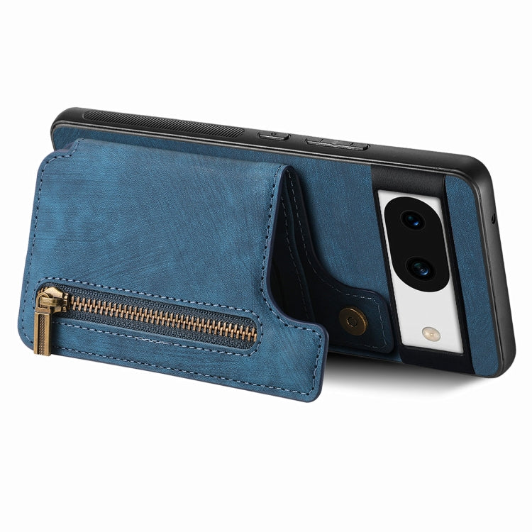 For Google Pixel 9 Pro XL Retro Leather Zipper Wallet Back Phone Case