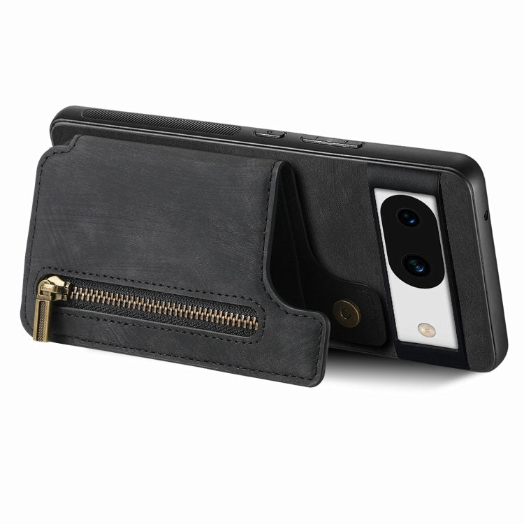 For Google Pixel 9 Pro XL Retro Leather Zipper Wallet Back Phone Case