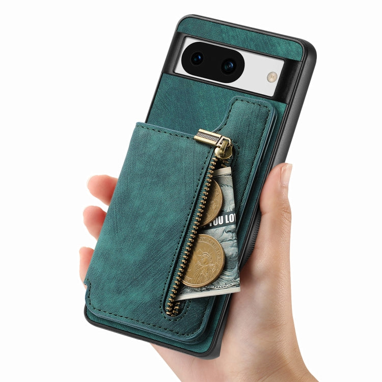 For Google Pixel 9 Pro XL Retro Leather Zipper Wallet Back Phone Case