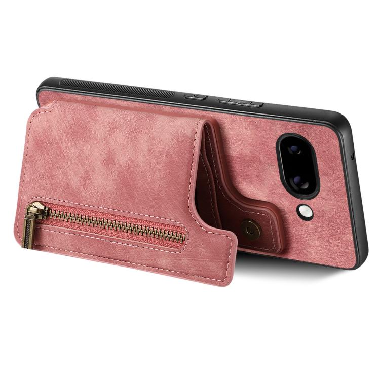 For Google Pixel 9a Retro Leather Zipper Wallet Back Phone Case