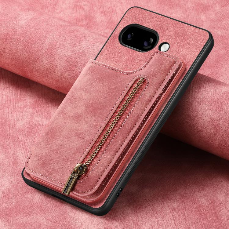 For Google Pixel 9a Retro Leather Zipper Wallet Back Phone Case