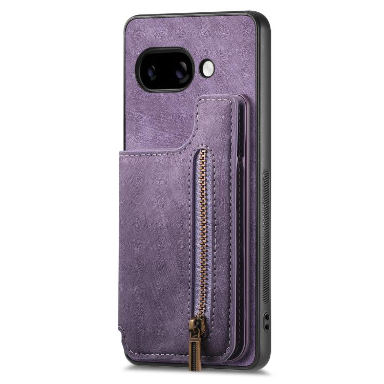 For Google Pixel 9a Retro Leather Zipper Wallet Back Phone Case