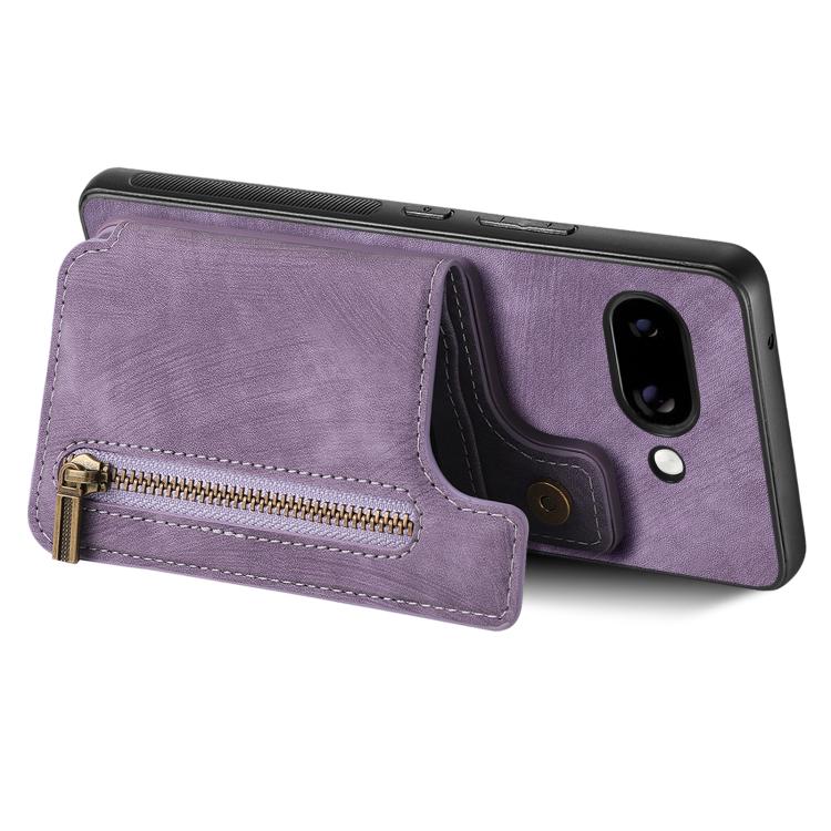 For Google Pixel 9a Retro Leather Zipper Wallet Back Phone Case