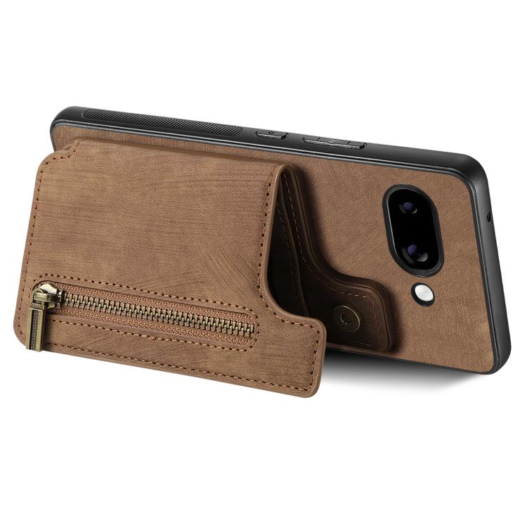 For Google Pixel 9a Retro Leather Zipper Wallet Back Phone Case