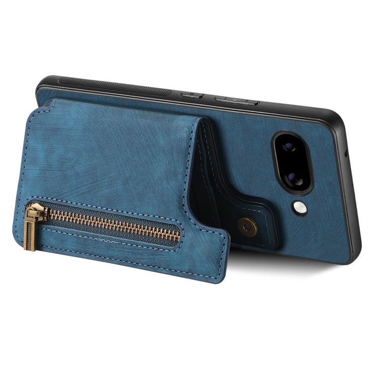 For Google Pixel 9a Retro Leather Zipper Wallet Back Phone Case