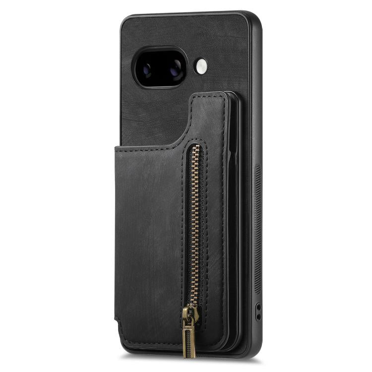 For Google Pixel 9a Retro Leather Zipper Wallet Back Phone Case