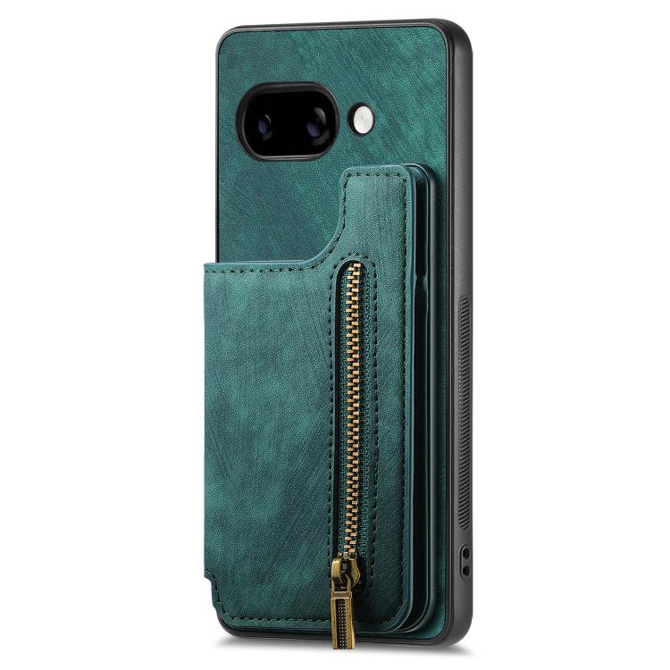 For Google Pixel 9a Retro Leather Zipper Wallet Back Phone Case