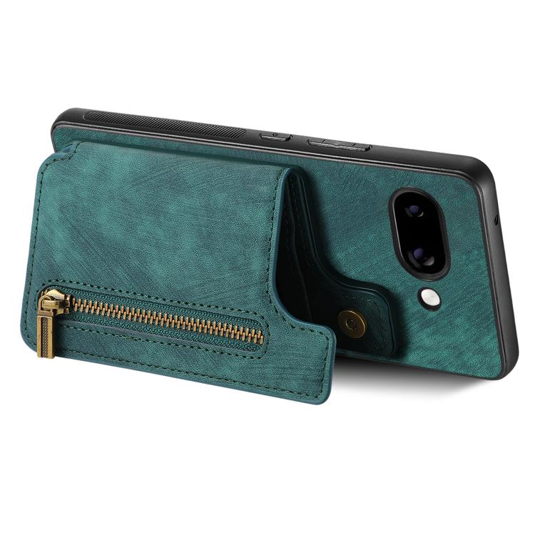 For Google Pixel 9a Retro Leather Zipper Wallet Back Phone Case