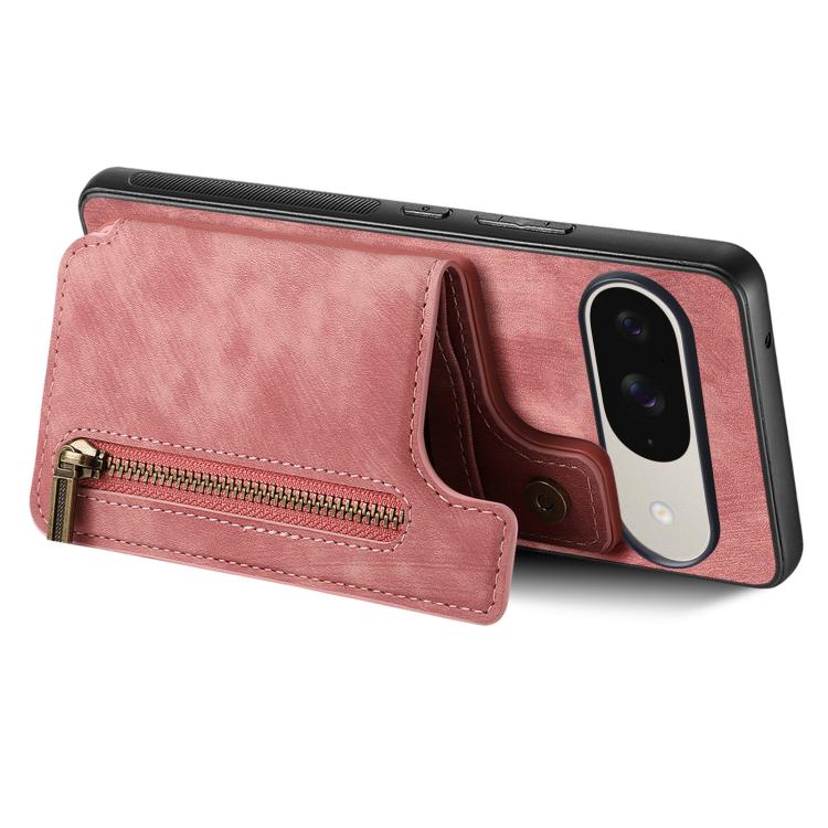 For Google Pixel 10 / 10 Pro Retro Leather Zipper Wallet Back Phone Case